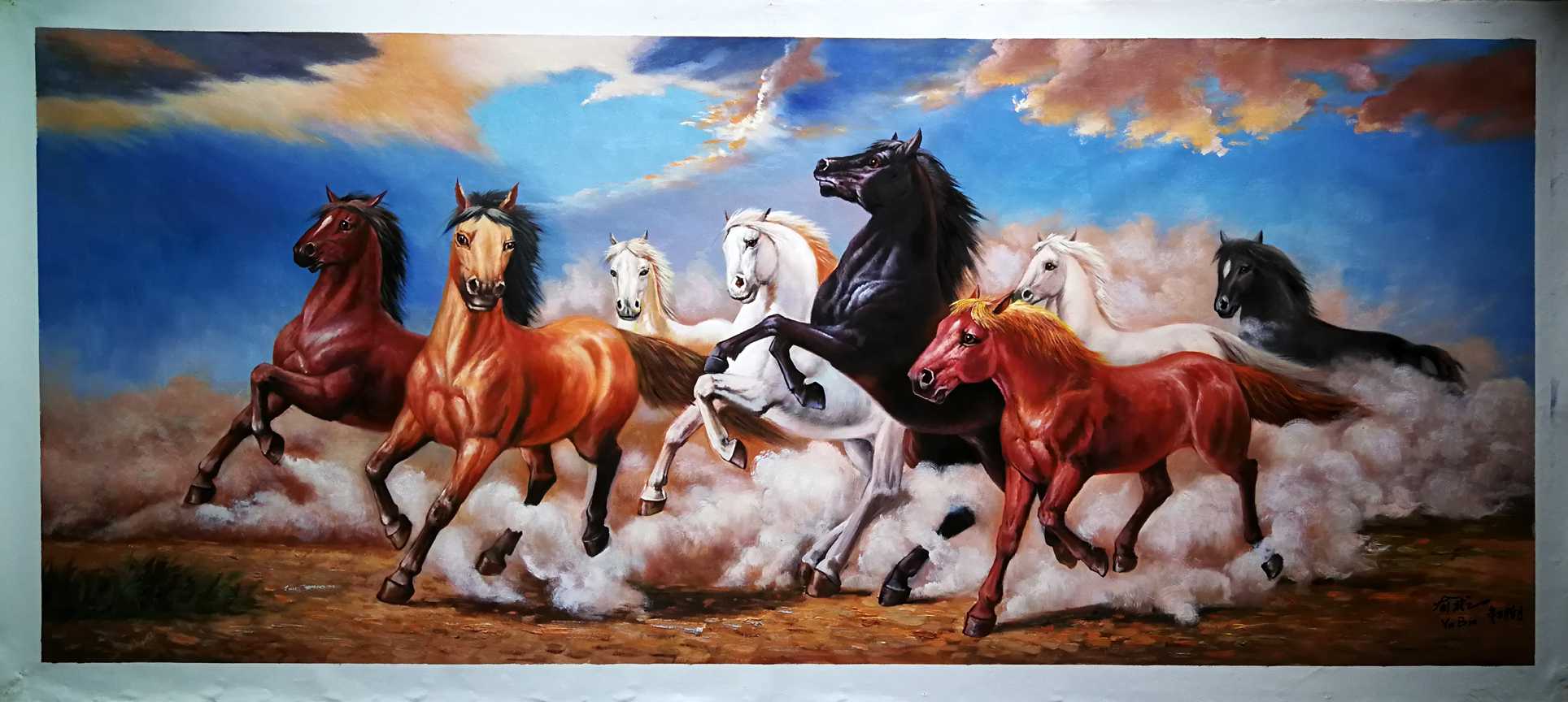 喻彬油画《八骏图》（规格：80cmX196cm）-副本.jpg